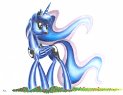 Size: 3246x2517 | Tagged: safe, artist:uminanimu, princess luna, alicorn, pony, female, horn, mare, solo, traditional art