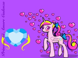 Size: 1024x768 | Tagged: safe, artist:colorpaletpony, princess cadance, alicorn, pony, heart, solo, younger