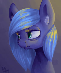 Size: 1500x1800 | Tagged: safe, artist:ellipsissyas, princess luna, alicorn, pony, missing horn, s1 luna, solo