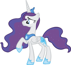 Size: 937x853 | Tagged: safe, artist:blah23z, princess luna, rarity, alicorn, pony, alicornified, clothes, lunarity, race swap, raised hoof, raricorn, recolor, simple background, solo