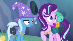 Size: 1280x720 | Tagged: safe, derpibooru import, screencap, starlight glimmer, trixie, pony, to where and back again