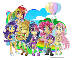 Size: 900x739 | Tagged: safe, artist:baby-bling, derpibooru import, applejack, fluttershy, pinkie pie, rainbow dash, rarity, spike, twilight sparkle, humanized, mane seven, mane six