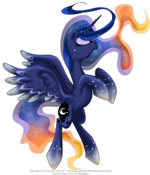 Size: 1200x1403 | Tagged: safe, artist:tiffanymarsou, princess luna, alicorn, pony, eyes closed, rainbow power, rainbow power-ified, simple background, solo, transparent background