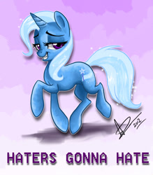 Size: 1024x1169 | Tagged: safe, artist:amyvstheworld, derpibooru import, trixie, haters gonna hate, meme