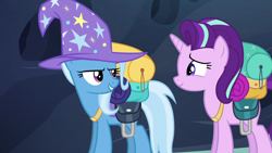 Size: 1280x720 | Tagged: safe, derpibooru import, screencap, starlight glimmer, trixie, pony, to where and back again