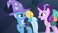 Size: 1280x720 | Tagged: safe, derpibooru import, screencap, starlight glimmer, trixie, pony, to where and back again, cute