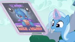 Size: 1280x720 | Tagged: safe, derpibooru import, screencap, trixie, pony, no second prances, poster, solo