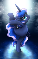 Size: 900x1400 | Tagged: safe, artist:joakaha, princess luna, alicorn, pony, backbend, flexible, needle stretch, solo, yoga