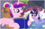 Size: 1024x683 | Tagged: safe, princess cadance, twilight sparkle, unicorn twilight, alicorn, pony, unicorn, bed, bedtime story, blanket, book, bow, cadance's bedtime stories, chair, detailed background, duo, duo female, exploitable meme, female, females only, filly, filly twilight sparkle, hair bow, hoof hold, horn, jam, looking at each other, looking up, meme, multicolored mane, open mouth, pillow, pink coat, pink wings, purple coat, purple eyes, sitting, smiling, spread wings, text, wings, yahtzee, younger