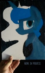 Size: 1193x1920 | Tagged: safe, artist:darkflame75, princess luna, alicorn, pony, lunadoodle, painting, photo, solo, wip