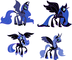 Size: 5950x4997 | Tagged: safe, artist:lynne naylor, artist:xebck, nightmare moon, princess luna, alicorn, pony, absurd resolution, concept art, female, inverted eyes, mare, princess selena, simple background, slit eyes, starry eyes, transparent background, vector, what could have been, wingding eyes