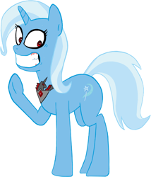 Size: 544x637 | Tagged: safe, artist:putinforgod, derpibooru import, trixie, alicorn amulet, grin, insanity, rapeface