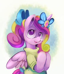 Size: 687x798 | Tagged: safe, artist:ende26, princess cadance, alicorn, pony, bow, clothes, cute, cutedance, female, filly, glasses, hair bow, horn bow, schoolgirl, solo, sweater, teen princess cadance