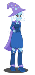 Size: 2279x4811 | Tagged: safe, artist:deannaphantom13, derpibooru import, trixie, equestria girls, absurd resolution, boots, cape, clothes, fall formal outfits, hat, high heel boots, simple background, solo, transparent background, trixie's cape, trixie's hat, vector, wizard hat