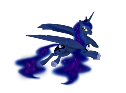 Size: 2718x2014 | Tagged: safe, artist:runic-scribe, princess luna, alicorn, pony, simple background, smiling, solo, transparent background