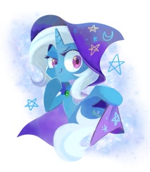 Size: 783x900 | Tagged: safe, artist:sibashen, derpibooru import, trixie, pony, unicorn, clothes, female, hat, mare, smiling, solo, trixie's hat