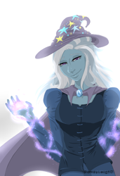 Size: 2800x4092 | Tagged: safe, artist:randyleighd, derpibooru import, trixie, equestria girls, absurd resolution, cape, clothes, hat, looking at you, magic, solo, trixie's cape, trixie's hat, wizard hat