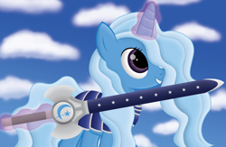 Size: 4000x2600 | Tagged: safe, artist:tjtreece, derpibooru import, trixie, armor, sword