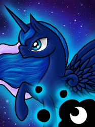 Size: 1200x1600 | Tagged: safe, artist:ablm, princess luna, alicorn, pony, female, horn, mare, raised hoof, solo