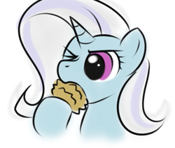 Size: 521x442 | Tagged: safe, artist:kloudmutt, derpibooru import, trixie, pony, unicorn, artifact, bust, eating, female, horn, mare, meme origin, nom, one eye closed, pinecone, portrait, simple background, solo, trixie eating pinecones, white background