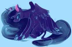 Size: 2700x1786 | Tagged: safe, artist:marshmellowcannibal, princess luna, alicorn, pony, crying, sad, simple background, sitting, solo