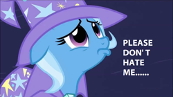 Size: 1280x718 | Tagged: safe, derpibooru import, edit, edited screencap, screencap, trixie, pony, magic duel, bronybait, crying, image macro, meme, sad, trixie yells at everything