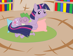 Size: 900x695 | Tagged: safe, artist:ced75, derpibooru import, spike, twilight sparkle, dragon, cute, mama twilight, snuggling