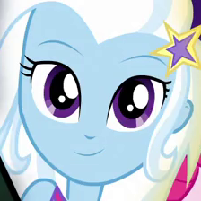 Size: 224x224 | Tagged: safe, derpibooru import, trixie, equestria girls, legend of everfree, inverted mouth, solo