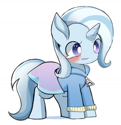 Size: 1702x1755 | Tagged: safe, artist:ccc, derpibooru import, trixie, pony, unicorn, clothes, crying, equestria girls outfit, female, mare, simple background, skirt, solo, sweater, white background