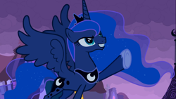 Size: 1366x768 | Tagged: safe, screencap, princess luna, alicorn, pony, luna eclipsed, female, horn, mare, solo