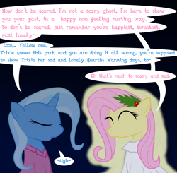 Size: 3000x2941 | Tagged: safe, artist:dazed-and-wandering, derpibooru import, fluttershy, trixie, pegasus, pony, a christmas carol, a hearths warming carol