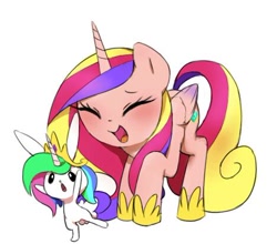 Size: 468x411 | Tagged: dead source, safe, artist:30clock, angel bunny, princess cadance, alicorn, pony, testing testing 1-2-3, angelestia