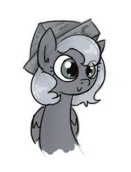 Size: 300x394 | Tagged: safe, artist:munadrake, princess luna, alicorn, pony, cartographer's cap, filly, grayscale, hat, monochrome, smiling, solo, woona