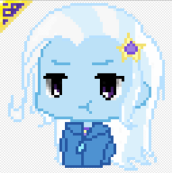 Size: 509x512 | Tagged: safe, artist:starwantrix, derpibooru import, trixie, equestria girls, chibi, cursor, cute, pouting, solo