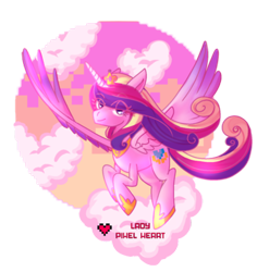 Size: 400x423 | Tagged: safe, artist:ladypixelheart, princess cadance, alicorn, pony, cloud, cloudy, simple background, solo, transparent background