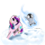 Size: 2400x2400 | Tagged: dead source, safe, artist:captainpudgemuffin, princess cadance, alicorn, bird, emperor penguin, penguin, pony, chick, clothes, cute, cutedance, magic, scarf, snow