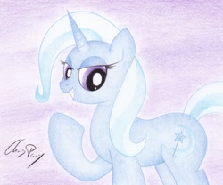 Size: 1877x1558 | Tagged: safe, artist:thechrispony, derpibooru import, trixie, pony, unicorn, female, grin, mare, smiling, solo, traditional art