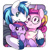 Size: 650x676 | Tagged: safe, artist:ende26, princess cadance, shining armor, twilight sparkle, alicorn, pony, unicorn, ask high school cadance, cute, filly, glasses, hug, scrunchy face