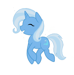 Size: 1318x1350 | Tagged: safe, artist:frienddash, derpibooru import, trixie, pony, unicorn, eyes closed, happy, prancing, simple background, smiling, solo, transparent background, vector