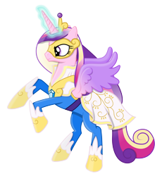 Size: 7520x8540 | Tagged: safe, artist:90sigma, princess cadance, alicorn, pony, absurd resolution, clothes, costume, female, glowing horn, magic, mare, mask, power ponies oc, rearing, simple background, solo, transparent background, vector