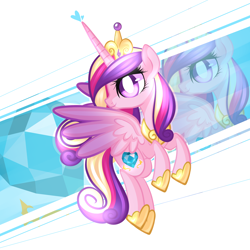 Size: 3000x3000 | Tagged: safe, artist:suzuii, princess cadance, alicorn, pony, crown, female, horn, mare, multicolored mane, solo