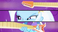 Size: 637x355 | Tagged: safe, derpibooru import, screencap, trixie, equestria girls, guitar centered, rainbow rocks, clothes, electric guitar, flying v, guitar, skirt