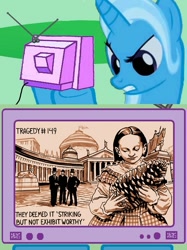 Size: 563x754 | Tagged: safe, derpibooru import, trixie, benjamin dewey, exploitable meme, meme, pinecone, tragedy series, tv meme