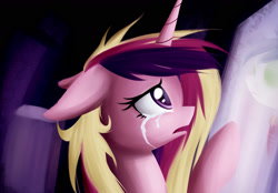 Size: 1552x1080 | Tagged: safe, artist:xn-d, princess cadance, alicorn, pony, crying, palindrome get, solo