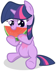 Size: 1000x1268 | Tagged: dead source, safe, artist:manateemckenzie, derpibooru import, twilight sparkle, pony, unicorn, filly, juice, messy, simple background, solo, transparent background, watermelon