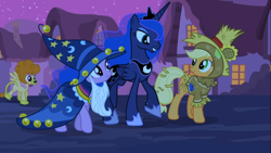 Size: 1366x768 | Tagged: safe, screencap, applejack, princess luna, twilight sparkle, alicorn, earth pony, pony, luna eclipsed