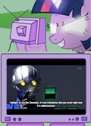 Size: 562x771 | Tagged: safe, derpibooru import, twilight sparkle, pony, exploitable meme, glowing eyes, kamen rider, kamen rider fourze, meme, tachibana, tv meme