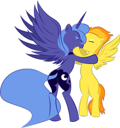 Size: 2048x2188 | Tagged: artist needed, source needed, safe, princess luna, spitfire, alicorn, pony, bipedal, blank flank, crack shipping, female, kissing, lesbian, lunafire, s1 luna, shipping, simple background