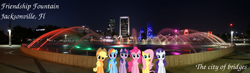 Size: 1280x376 | Tagged: safe, derpibooru import, applejack, fluttershy, pinkie pie, rainbow dash, rarity, twilight sparkle, earth pony, pony, florida, friendship fountain, irl, mane six, panorama, photo, ponies around the world, ponies in real life, vector