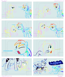 Size: 1280x1514 | Tagged: safe, artist:snapai, fluttershy, princess luna, rainbow dash, alicorn, pegasus, pony, sonic rainboom (episode), huzzah, louder, scene parody, storyboard, traditional royal canterlot voice, yay